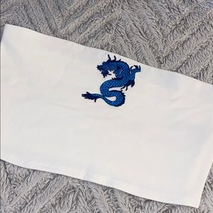 Blue dragon white solid tube top
